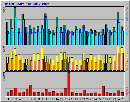 Daily usage for July 2025